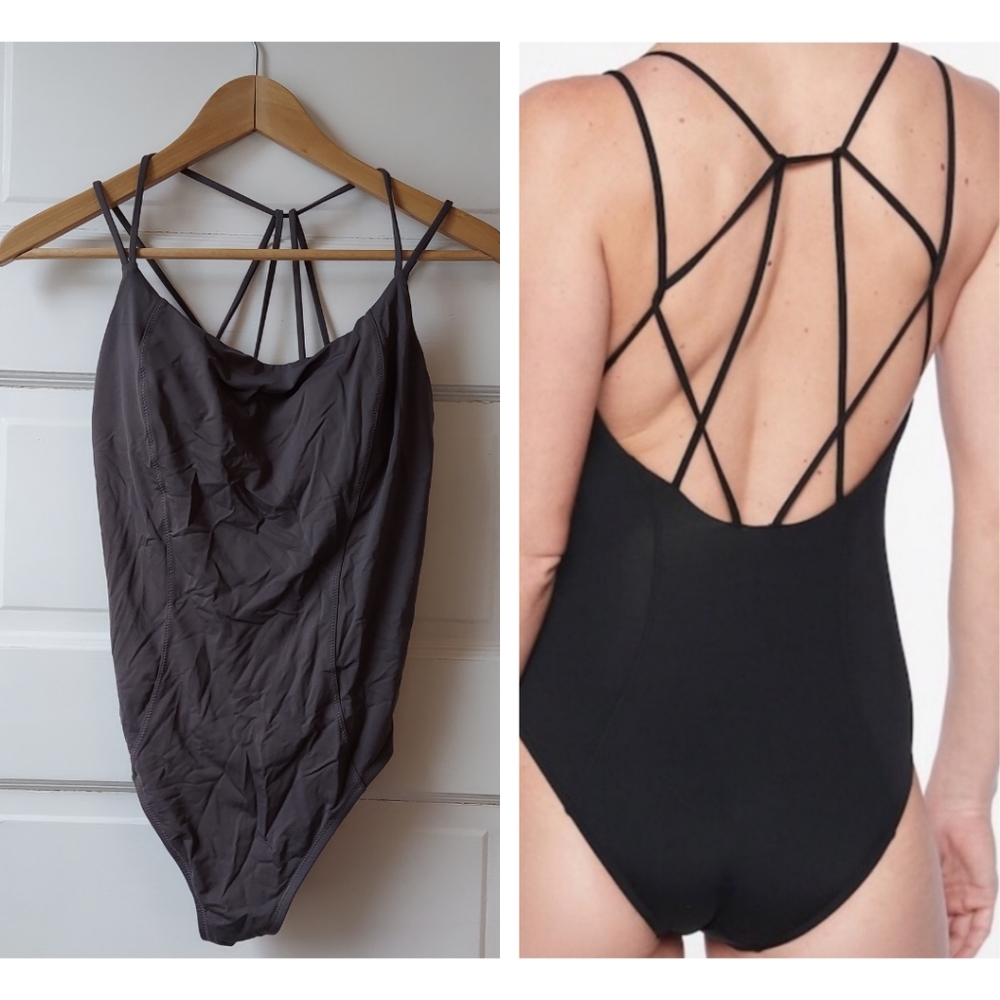 Athleta medium gray Cortes strappy one-piece swimsuit